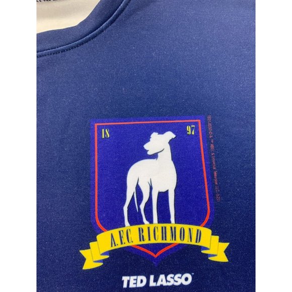 Ted Lasso AFC Richmond Crest Logo Soccer Crew Sweatshirt (Men's XL) Blue/Red - Picture 3 of 13